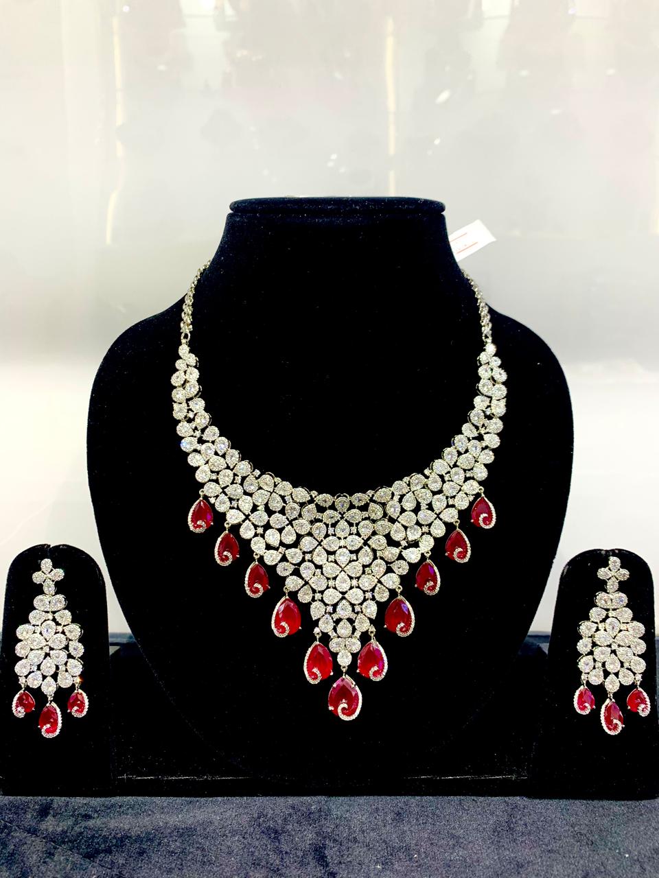 AD Rubi Pear Necklace Set